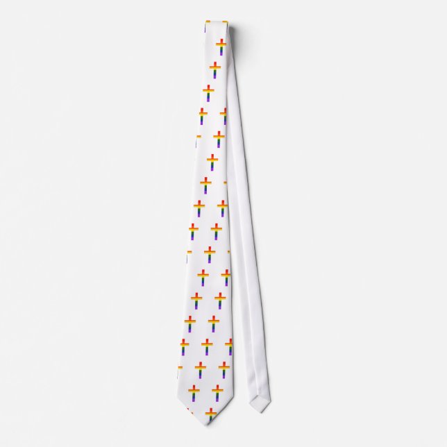 Gay Rainbow Cross 2 Tie (Front)