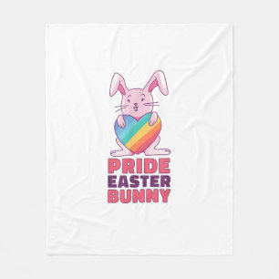 Gay Rainbow design Bunny for Pride Easter Rabbit c Fleece Blanket