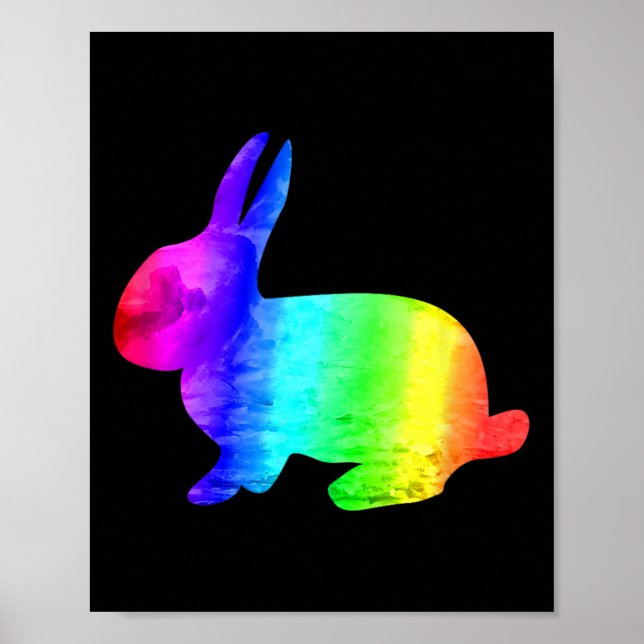 Gay Rainbow Design Bunny For Pride Easter Rabbit W Poster (Front)