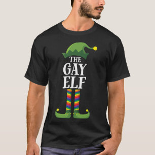 Gay Rainbow Elf Matching Family Christmas Party T-Shirt