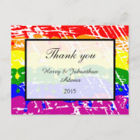 Gay Rainbow Freedom Flag Fun Wedding Thank you