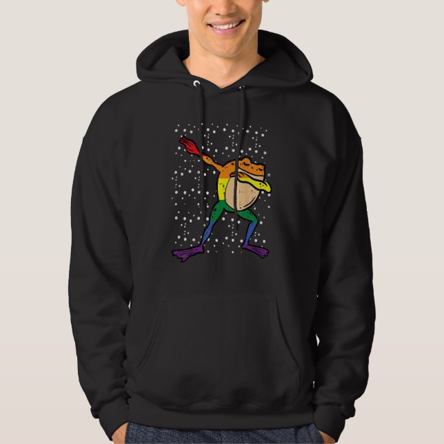 Gay Rainbow Frog Dab Pride Month Lgbt Ally Kids Bo Hoodie (Front)