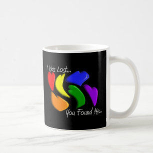 Gay Rainbow Hearts "I was lost, you found me" Coffee Mug