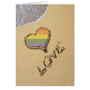 Gay Rainbow Love Heart In The Sand