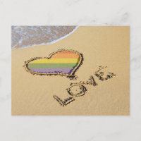 Gay Rainbow Love Heart In The Sand