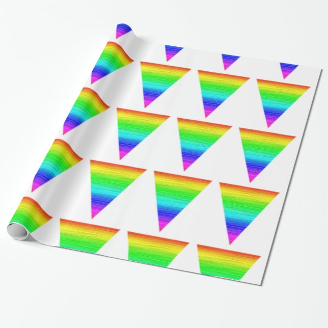 Gay Rainbow Triangle Wrapping Paper (Unrolled)