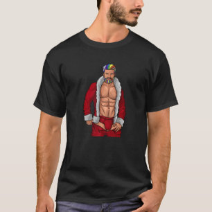 Gay Santa Claus LGBTQ Rainbow Christmas Xmas Gift T-Shirt