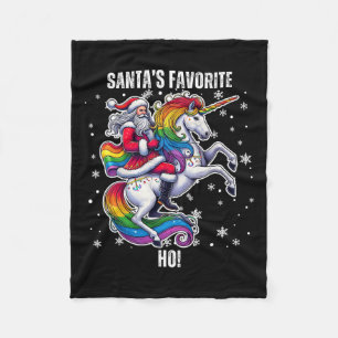 Gay Santa Riding Unicorn Favourite Ho Funny Lgbt C Fleece Blanket