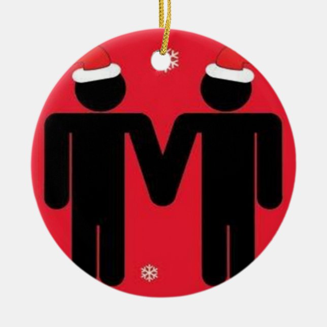 Gay Santas Ceramic Tree Decoration (Front)