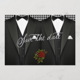 Gay Save the Date with Tuxedo