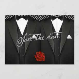 Gay Save the Date with Tuxedo
