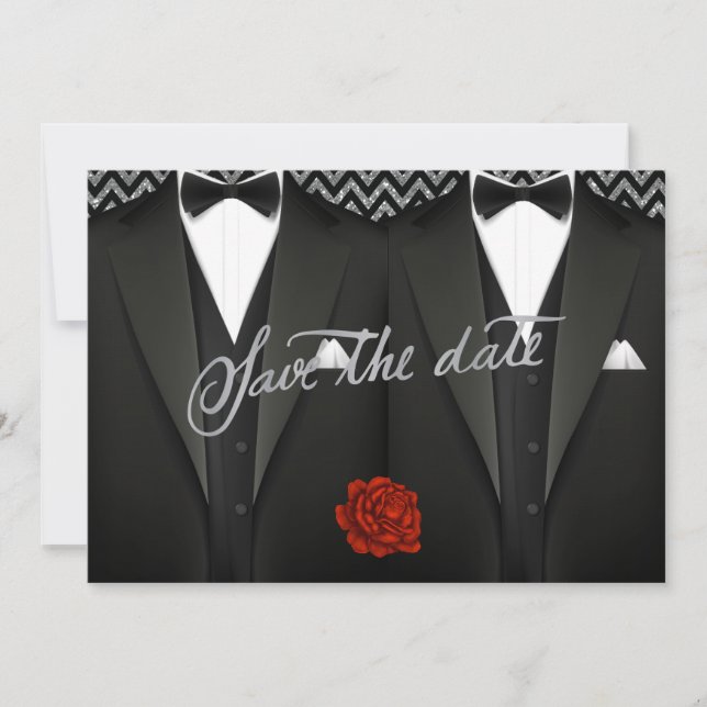 Gay Save the Date with Tuxedo (Front)