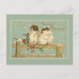 Gay Season's Greetings Two Birds on a Fence Holiday Postcard