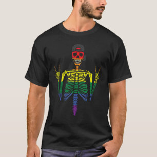 Gay Skeleton Rock Rainbow Pride Flag Lgbt Rocker B T-Shirt