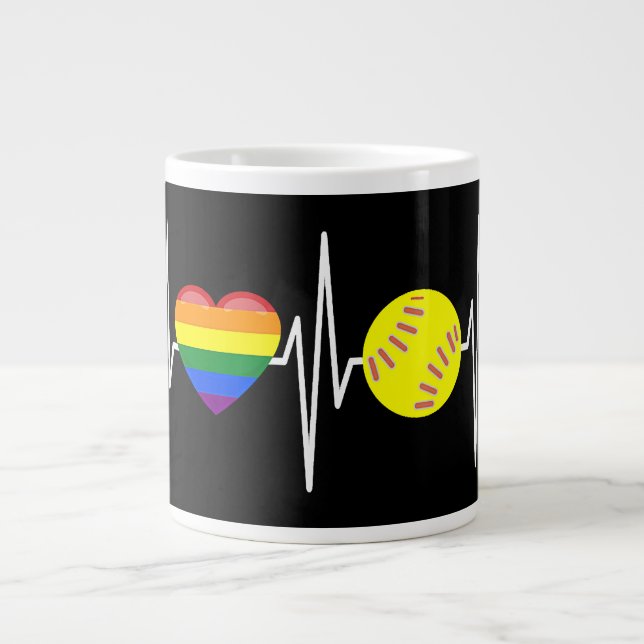 Gay Softball Shirt Softball Player Gay Pride LGBTQ Large Coffee Mug (Front)