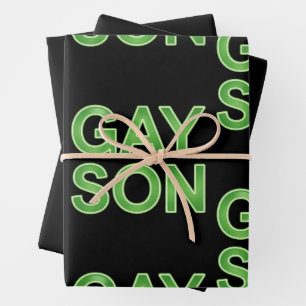 Gay Son Funny LGBTQ Pride Wrapping Paper Sheet