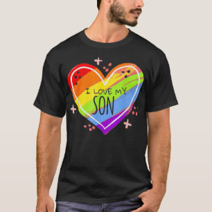 Gay Son LGBTQ I Love You Proud Rainbow Heart T-Shirt