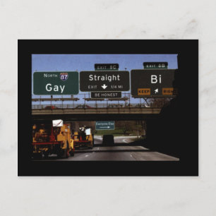 Gay/Straight/Bi Road Signs Postcard