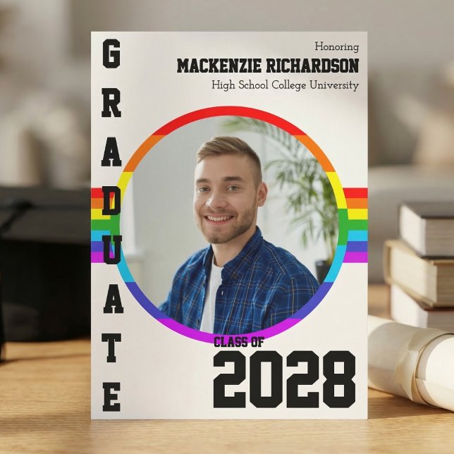 Gay Student Pride Rainbow Graduation Announcement  (Creator Uploaded)