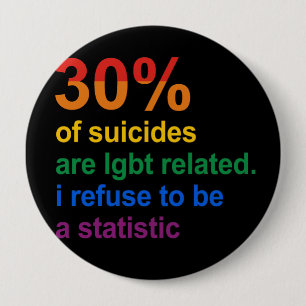 Gay Suicide - I refuse to be a statistic 10 Cm Round Badge