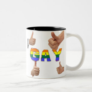Gay Thumbs Up Two-Tone Coffee Mug
