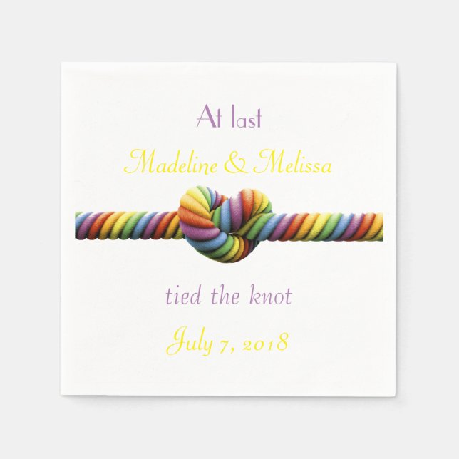 Gay Tied the Knot Wedding Napkins (Front)