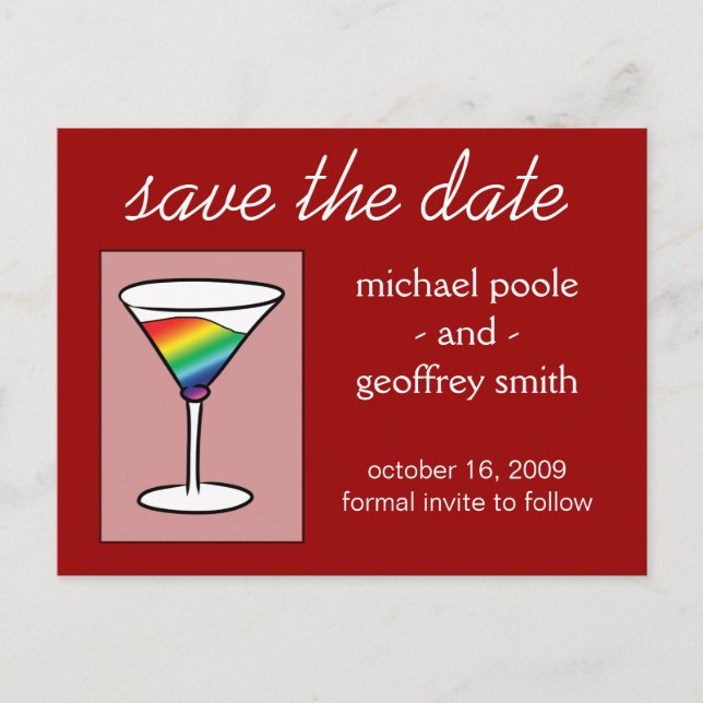 Gay-tini | Save the Date Announcement Postcard (Front)