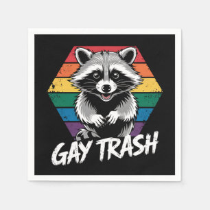 Gay Trash Racoon LGBTQ Pride Vintage Napkin
