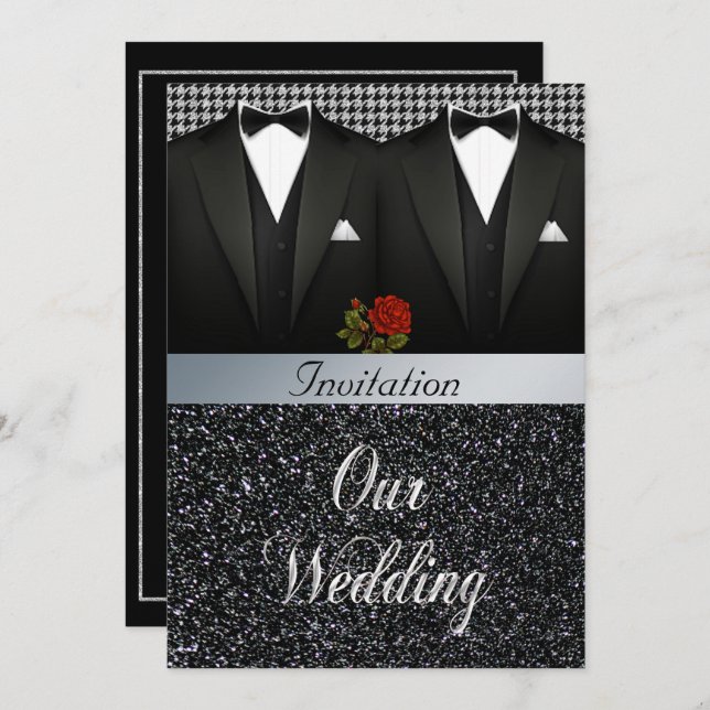 Gay Tuxedo Wedding Invitation (Front/Back)