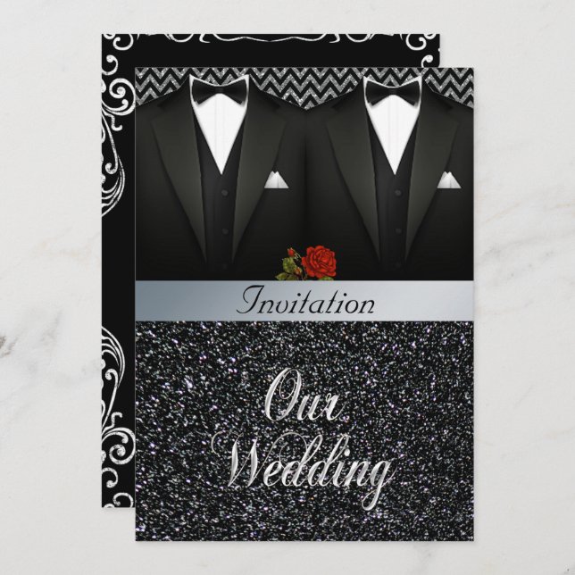 Gay Tuxedo Wedding Invitation (Front/Back)
