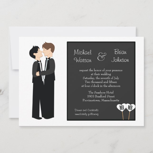 Gay Tuxedo Wedding Invitation (Front)