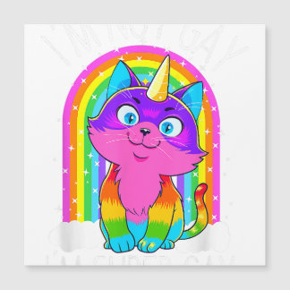 Gay Unicorn Cat LGBT Pride Flag I'm Not Gay I'm Su