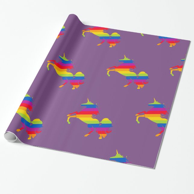 Gay Unicorn Wrapping Paper (Unrolled)