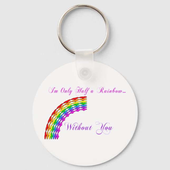 Gay Valentine Half Rainbow right Key Ring (Front)