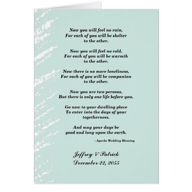 Gay Wedding, Apache Blessing, Blue Green (Front)