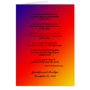 Gay Wedding, Apache Blessing, Personalised Rainbow