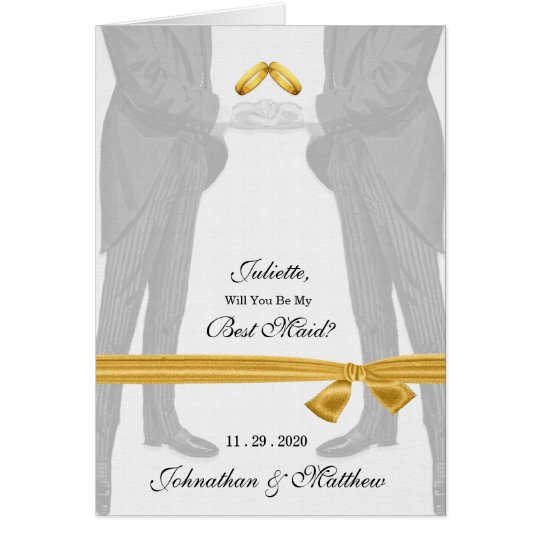 Gay Wedding Attendant Request Two Grooms Card