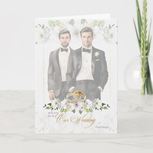 Gay Wedding Attendant Request Two Grooms Invitation (Front)