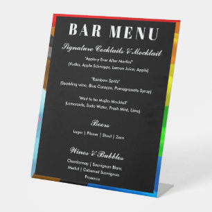 Gay Wedding Bar Menu Pride Flag Chalkboard Style Pedestal Sign