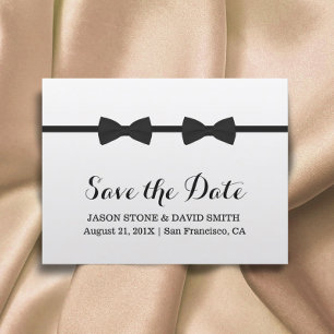 Gay Wedding Bow Ties Minimalist Save the Date Announcement Postcard