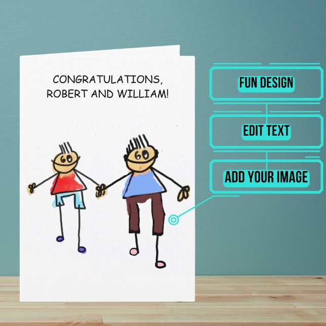 Gay Wedding Congratulations Card (Send your love and congratulations with a modern and unique twist.)