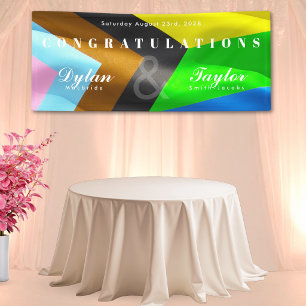 Gay Wedding Congratulations Pride Flag Typography Banner