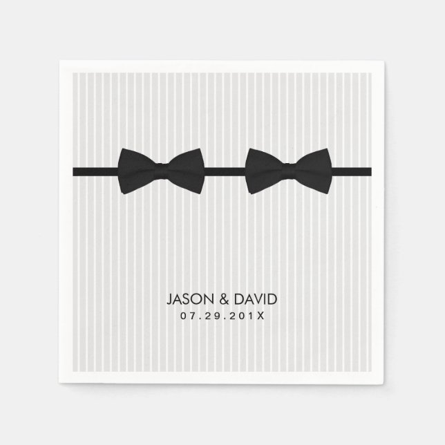 Gay Wedding Double Bow Ties Classic Napkin (Front)