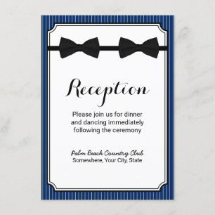 Gay Wedding Double Bow Ties Navy Blue Reception Enclosure Card