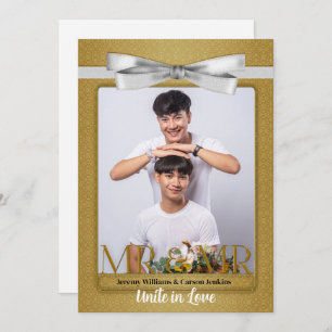 Gay Wedding Invitation Two Grooms Photo Gold