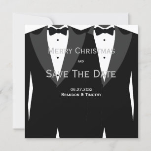 Gay Wedding Silver Save The Date Christmas Cards