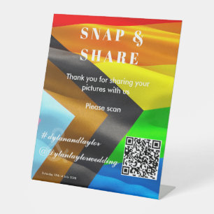 Gay Wedding Snap Share Pride Flag Pedestal Sign