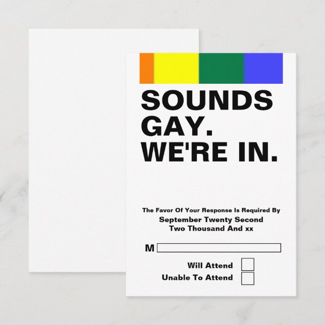 Gay Wedding Sounds Gay We Are In RSVP Card (Front/Back)