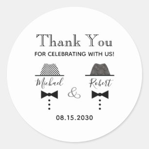 Gay Wedding Thank You Favour Classic Round Sticker