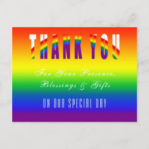 Gay Wedding Thank You LGBT Gay Pride Party Postcard